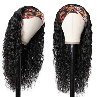 China Wholesale Water Wave Water Wave Headband Wig Hair Wigs For Color Women Brazilian Hair Glueless Remy Curly Human Hair Headband Wigs for sale