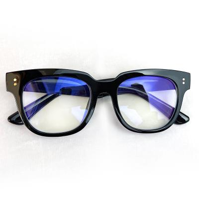 China Fashionable Oversize Anti-Blue Light Flat Mirror Glass Frame Hinge Simple Black Eyewear Men Women Men Eyewear for sale