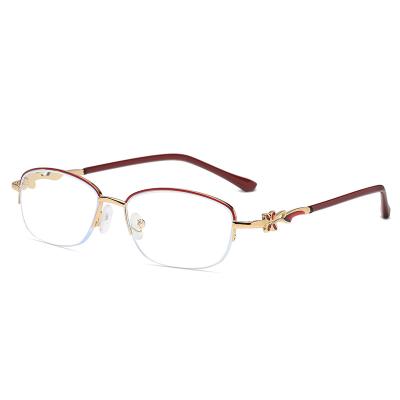 China Good thin high quality blue light oval anti frame optical reading glasses for women half frame presbyopic glasses for sale