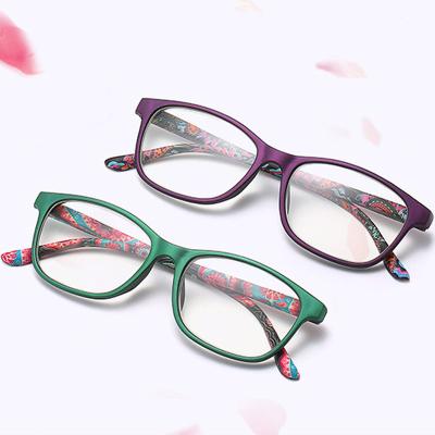 China Flower TR90 Presbyopic Glasses Frame Leg Glasses Reading Fatigue Women Anti-Blue Light Thin Glasses for sale