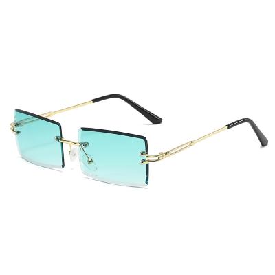 China New fashion ac well designed frameless trimming European and American progressive color sunglasses for sale