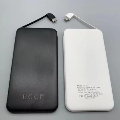 China Can be on an airplane 5000mah universal charging power bank 5000mah power bank portable charger with wire for sale