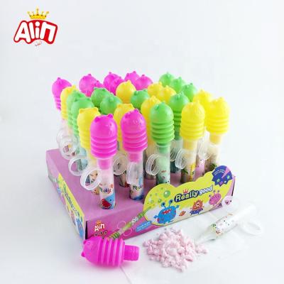 China Taste Good Natural Cute Bear Animal Pattern Cartoon Tricolor Syringe Filled With Fruit Powder Candy for sale