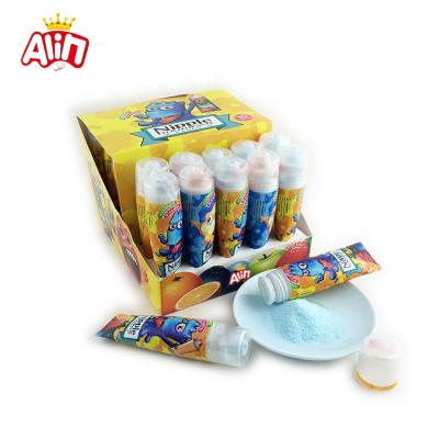 China New Natural Toothpaste Shape Two Color Hard Candy With Delicious Fruit Acid Powder for sale