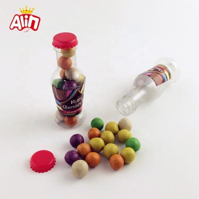 China Colorful Chocolate Snacks Chocolate Beans In Mini Plastic Soda Bottle 13g Chocolate Beans for sale