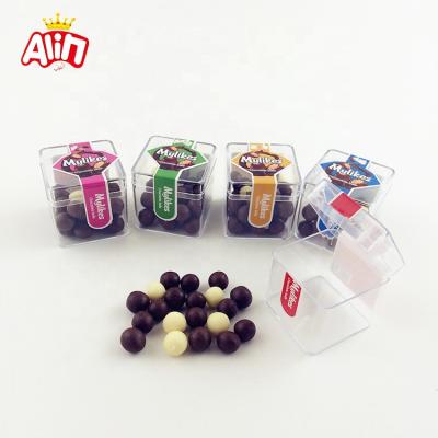 China White and Brown Small Square Box Pack Chocolate Balls Chocolate Icing Cookie BALL for sale