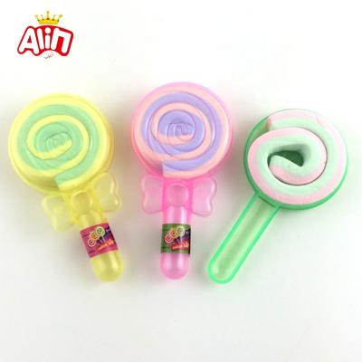 China OEM Natural Plastic Wrap Cotton Lollipop Shape Marshmallow Candy for sale