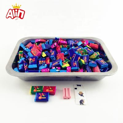 China Stainless Steel Square Plate 2.8g VC Bubble Gum With Tattoo Sticker Chewing Gum 2.8g for sale