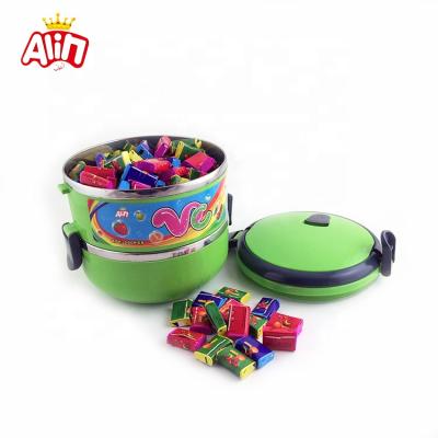 China Creative and practical double decker bus lunch box cartoon tattoo paste vc bubble gum 2.7g for sale