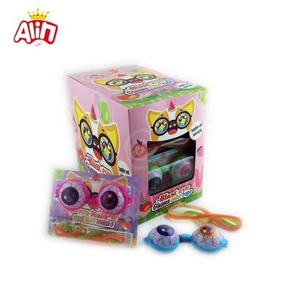 China Cartoon Toys Funny Eye Glass Blowing Cat String QQ Fruity Colored Fondant New for sale