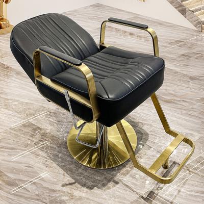 China Modern Luxury Modern Furniture Beauty Salon Leather Equipment Hair Salon Barber Styling Gold Barber Chair for sale