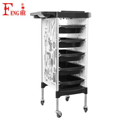 China Fenghe X11-6 Modern Hot Popular New Modern Popular Black And White PU Wheels Hair Salon Trolley for sale