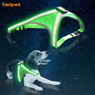 China Custom Logo Dog Harness Reflective Pet LED Lights USB Dog Harness Rechargeable Outdoor Dog Harness Sublimation Safety Vest for sale