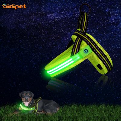 China Night Lights Safety Led Dog Harness No Pull Nylon Mesh Luminous Glow Pet Dog Harness for sale