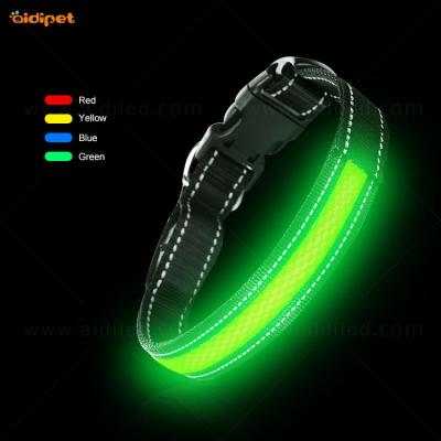 China Factory Wholesale Reflective Dog Collars Bulk Wholesale LED Nylon Reflective Dog Collars With Flashing Light for sale