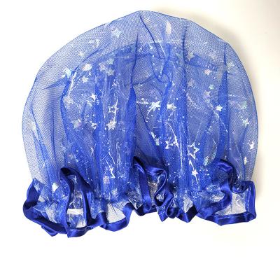 China Viable Hot Sales Cheap Waterproof Shower Cap Glitter Shower Cap Silver Durable Shower Cap For Bath for sale