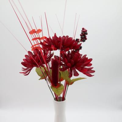 China Wholesale Beautiful Colorful Artificial Flower Chrysanthemum With Berry PVC Factory Sale for sale