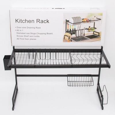 China 85CM Viable Kitchen Organization Storage Shelf Dish Drying Rack Over Sink Stainless Steel Dish Rack Dish Drainer Rack for sale