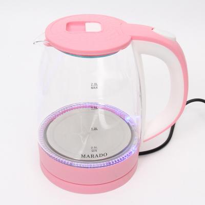 China 360 Degree Rotating Base 2L Household Glass Thermos With Lamp Kitchen Appliances Controller Washable Filter Glass Electric Kettle for sale