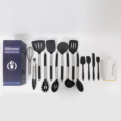 China 15pcs Disposable Silicone Kitchen Cookware Set BBQ Cookware Utensils Set Silicone Pot Shovel Stainless SteelShovel Spoon Set for sale