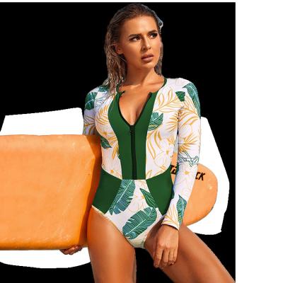 China 2022 Green&Print Swimwear Anti-UV Long Sleeve Beachwear Manufacturers Custom Logo Swimsuit for sale