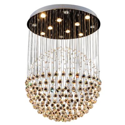 China Modern Luxury K9 Raindrop Crystal Chandelier Stainless Steel Ceiling Pendant Lights for Hotel Villa Room Home Decoration for sale