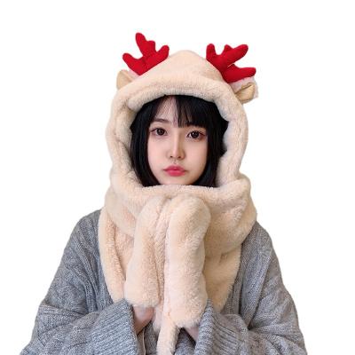 China Fashion Hat Scarf Integrated Bear Three Piece Set New Women's Warm Cold Proof Winter Thickened Scarf Hat Gloves for sale