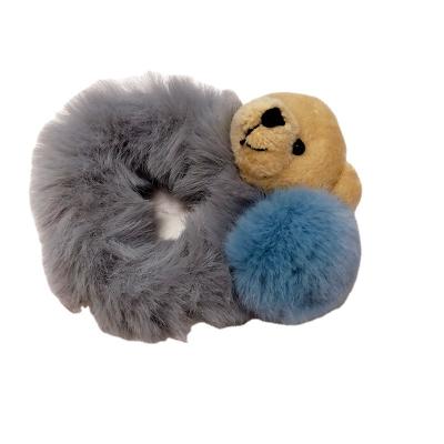 China Wholesale Fashion Manufacturer Spot 2021 New Bear Hair Circle Plush Girl Blue Gray Fashion Hair Accessories Lovely for sale