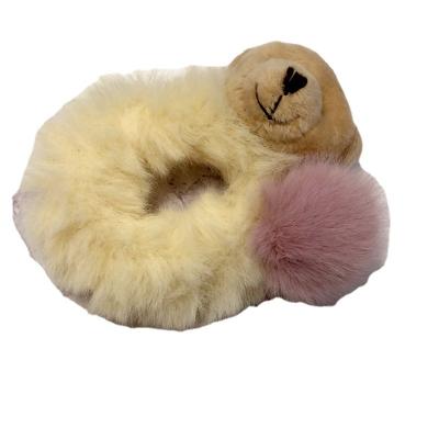 China Wholesale fashion manufacturer spot 2021 lovely new plush girl fashion hair accessories bear light yellow hair circle for sale