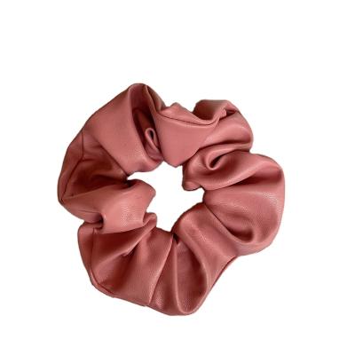 China New Fashion Factory Stock 2021 Fashion Large Intestine Hair Circle Leather Women's Solid Simple Elastic Hair Band for sale