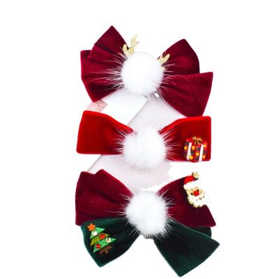 China Wholesale 2021 new fashion women's fashion manufacturer antler bow christmas cartoon element hairpin 3 piece set for sale