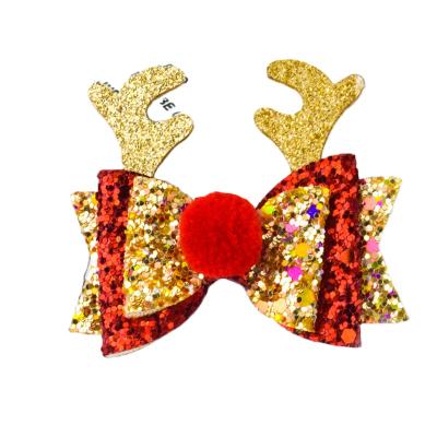 China 2021 fashion manufacturer new fashion women's antler bow Christmas cartoon element hairpin for sale