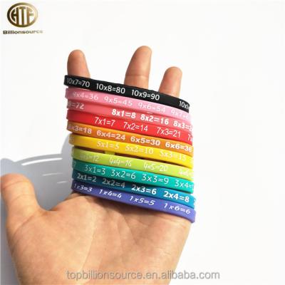 China 2019 Fashionable Thin Number Math Promotion Silicone Rubber Bracelet For Kids for sale