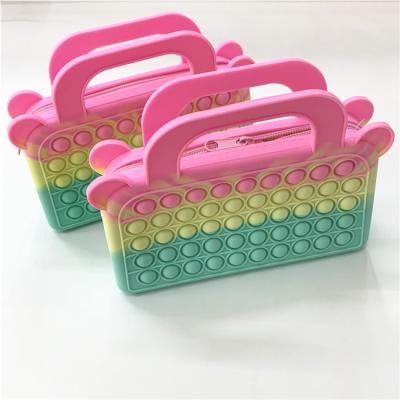 China 2022 Fashionable and Exquisite Double Push Silicone Pop Bubble Lady's Busy Person Toys Handbag Purse for Women Girls for sale