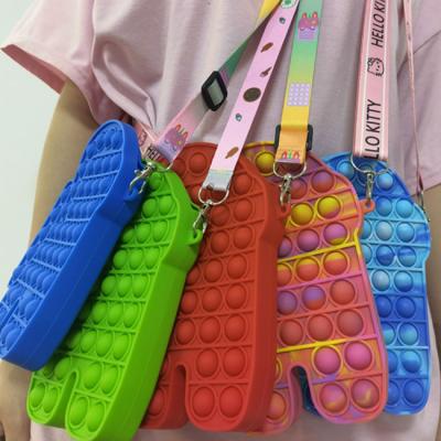 China Lady's 2021 new product kids silicone noise bustle bag push up zipper handbags shoulder bag for sale