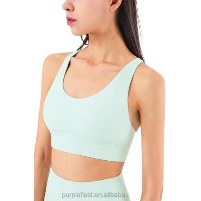 China 2021 New Strap Buckle Sports Breathable Fitness Bra Show Chest Gather Upper Beautiful Backbra Yoga Gym Wear for sale