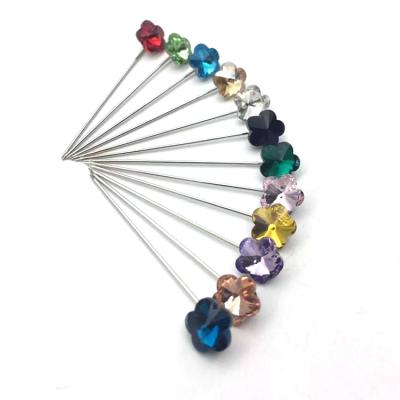 China Wholesale High Quality Plum Color Crystal Flower Muslim Scarf Pin Brooches Accessories Market New Arrival for sale