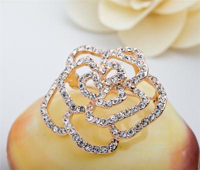 China New High Quality Gold Gauze Special New Silver Rose Necklace Brooch Cutout Point Drill Brooch for sale