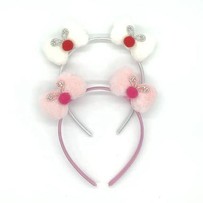 China Fashion Lovers 2021 Styles Hair Circle Colors Cute Plush Diamond Rabbit Headband Headband Bowknot for sale