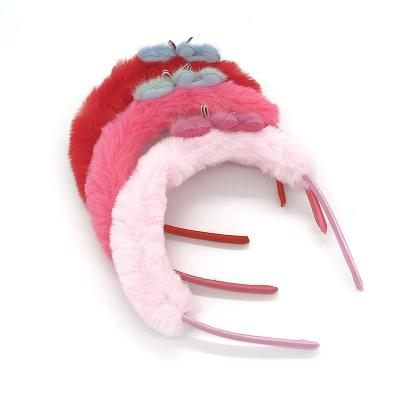 China 2022 New Fashion Cute Bear Kids Headband Hair Accessories Plush Hair Circle For Woman Girls for sale