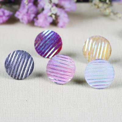 China 2021 Single Color High Quality Fashion Candy Macaron Round Striped Mini Multicolor 925 Silver Stud Earrings for sale