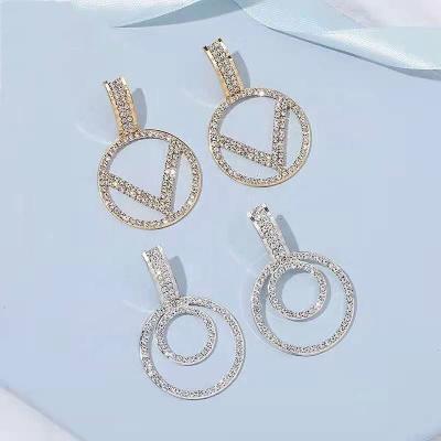 China High quality wholesale products wedding Christmas gifts temperament charm luxury rhinestone shiny earrings for sale