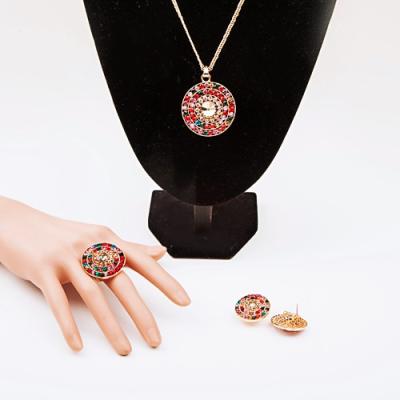 China High Quality Wholesale Three-piece Rings Necklace Banquet Products Luxury Elegant Jewelry Set Earrings for sale