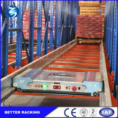 China Corrosion Protection Automated Warehouse Storage Radio Shuttle Pallet Runner Racking System for sale