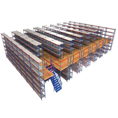 China Warehouse Storage Racking System Corrosion Protection Integrated Steel Mezzanine Floor With Steel Staircase for sale