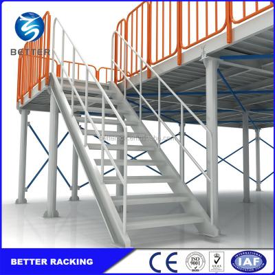 China Mezzanine Floor Corrosion Protection Designed Multilevel Warehouse Steel Shelving for sale