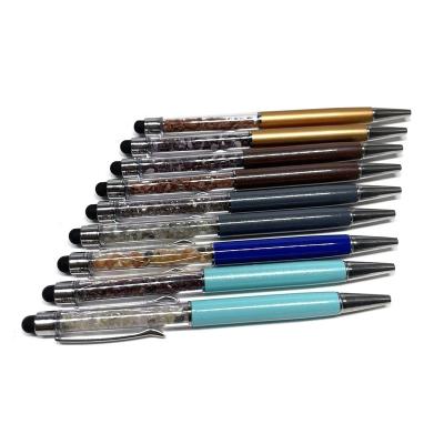 China office & School Pen Natural Amethyst Crystal Tumbled Stones Infused Metal Point Pen Promotional Crystal Pen for sale