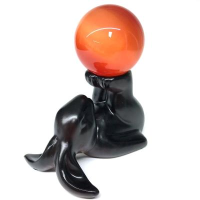 China Wholesale Europe Shape Sphere Stand Beautiful Crystal Sphere Stand Wood Rabbit For Decoration for sale