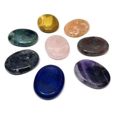 China Europe Spirituality Fluorite Quartz Palm Stone Amethyst Crystal Worry Stone Healing Crystals for sale