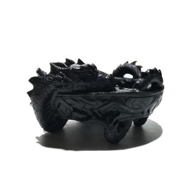 China Wholesale Hand Cut Natural Obsidian Quartz Crystal Gemstone Dragon Ashtray from Europe for sale